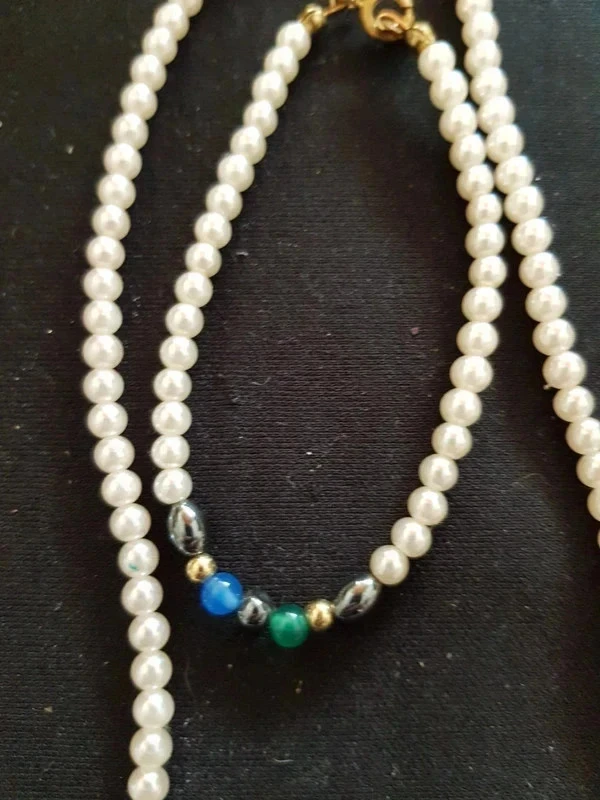 Colar e pulseira de pérolas e pedras novos – photo 3